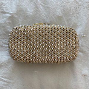 BNWT Gold and Pearl Glint Clutch with Strap